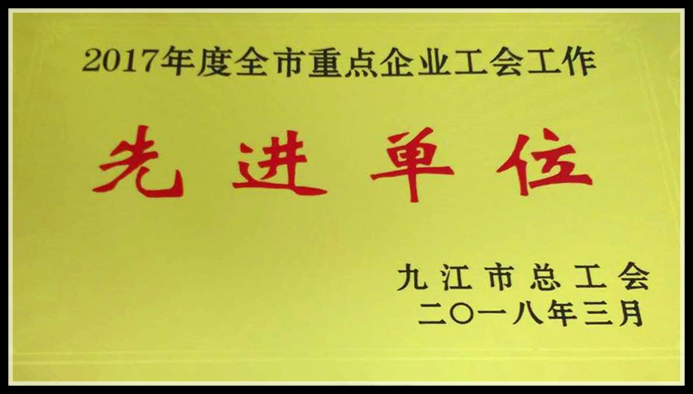 九江赛晶科技荣获2017年度全市重点企业工会工作“先进单位”